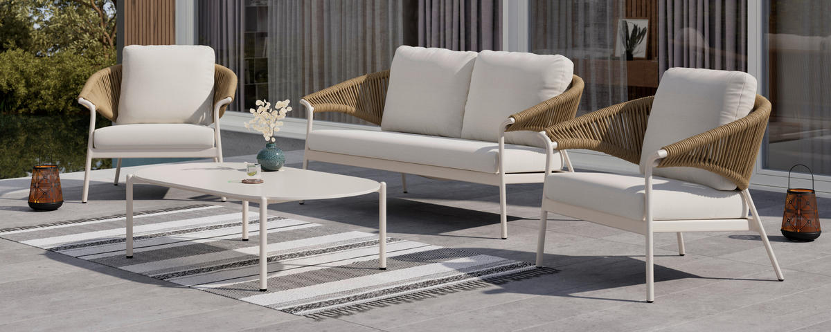 GARTENSET 4-teilig  - Beige/Naturfarben, MODERN, Keramik/Kunststoff - Amatio