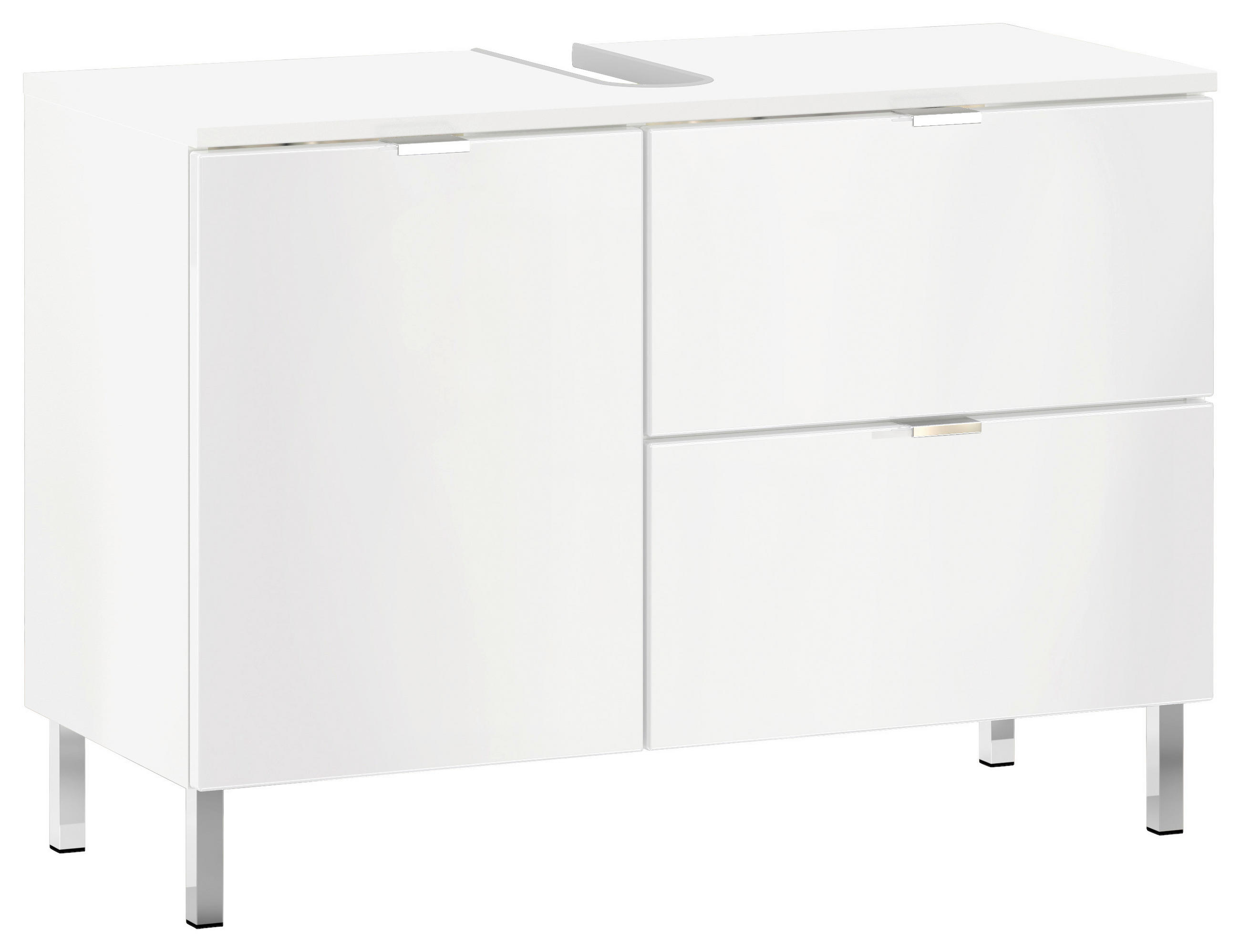 WASCHBECKENUNTERSCHRANK 80/56/34 cm  - Chromfarben/Weiß, KONVENTIONELL, Holzwerkstoff/Metall (80/56/34cm) - Germania