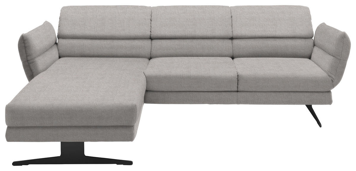 ECKSOFA Sandfarben Flachgewebe  - Sandfarben/Schwarz, Design, Textil/Metall (176-217/259-307cm) - Dieter Knoll
