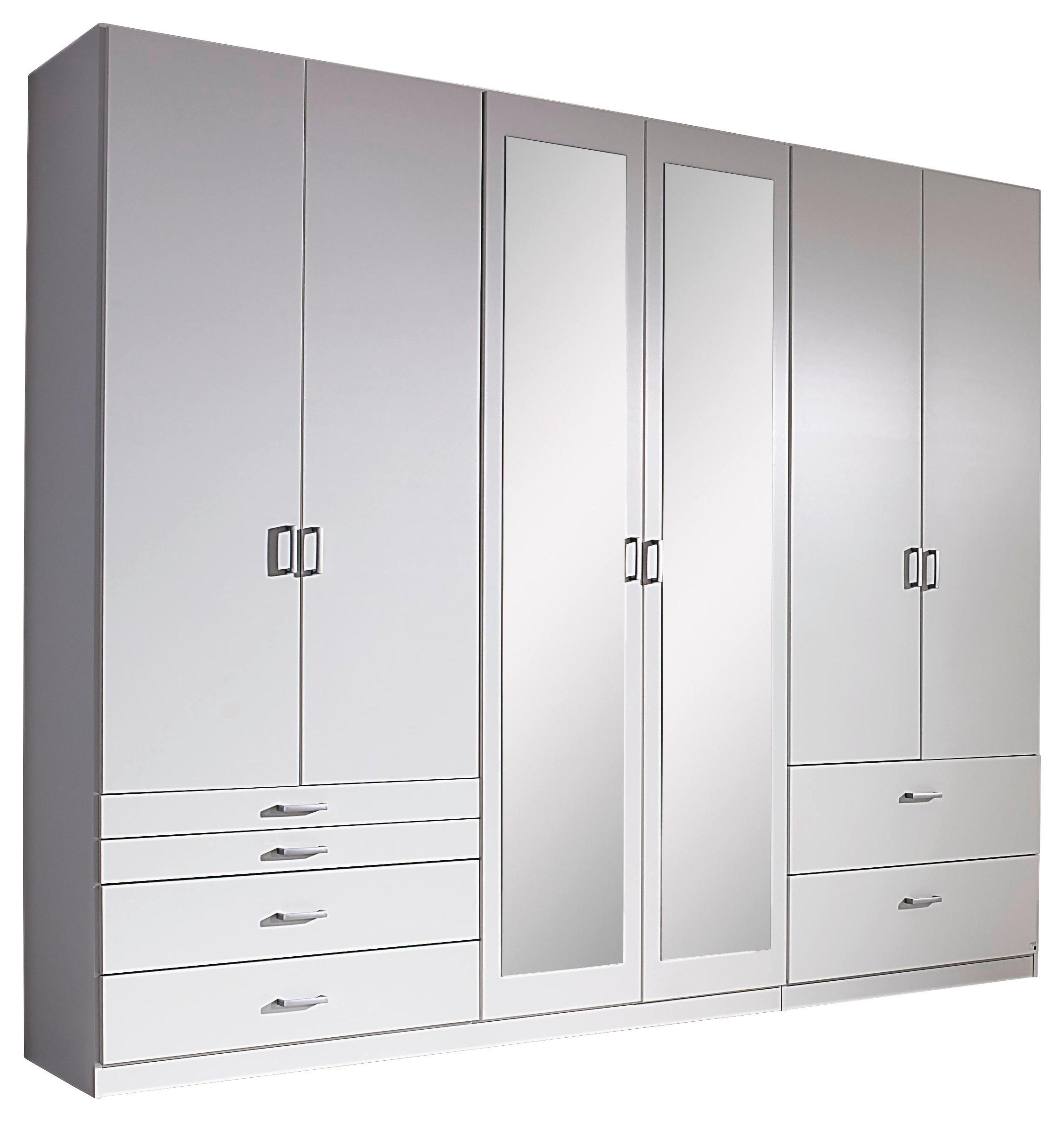 OMARA S KLASIČNIMI VRATI, bela  - bela/barve aluminija, Basics, umetna masa/steklo (271/210/54cm) - Xora