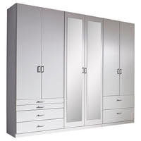 OMARA S KLASIČNIMI VRATI, bela  - bela/barve aluminija, Basics, umetna masa/steklo (271/210/54cm) - Xora
