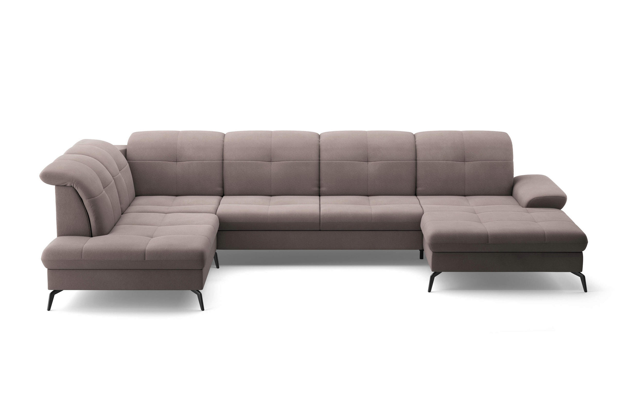 WOHNLANDSCHAFT in Flachgewebe Taupe  - Taupe/Schwarz, Konventionell, Textil/Metall (231/357/185cm) - Sit & More