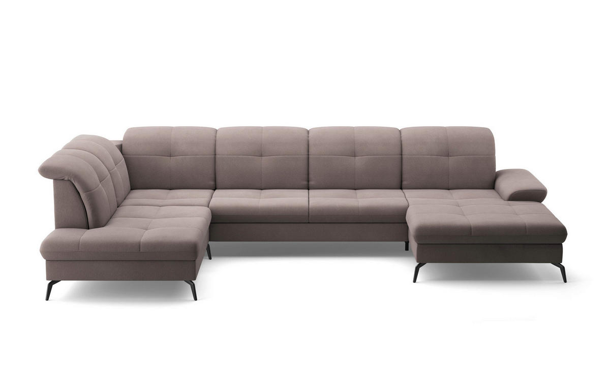 WOHNLANDSCHAFT Taupe Flachgewebe  - Taupe/Schwarz, KONVENTIONELL, Textil/Metall (231/357/185cm) - Sit & More