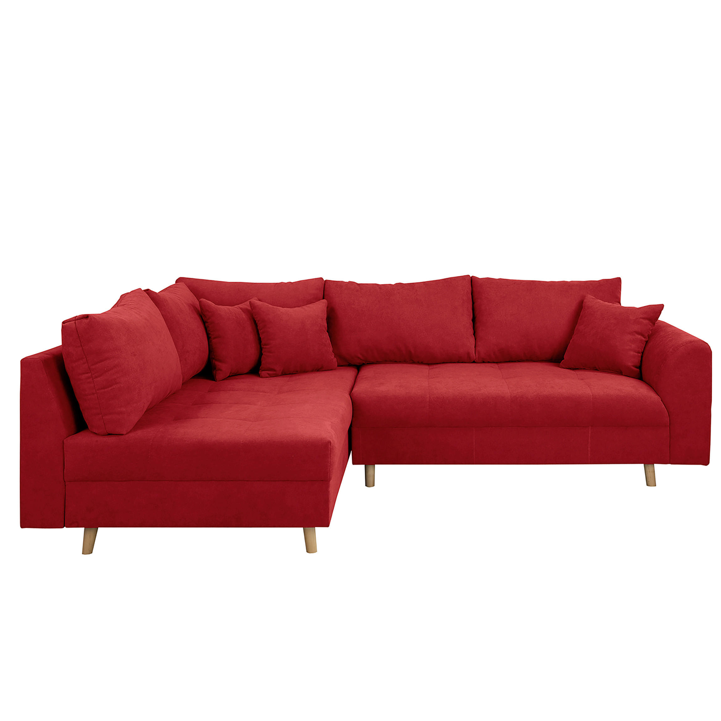 ECKSOFA Ariella in Mikrofaser Rot  161/231 cm  - Rot/Naturfarben, Design, Holz/Textil (161/231cm) - Livetastic