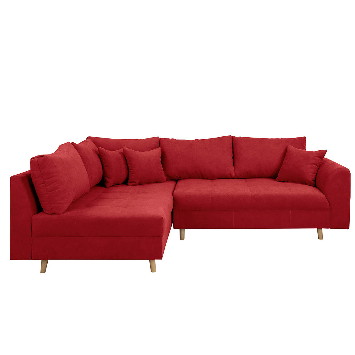 ECKSOFA Ariella in Mikrofaser Rot  161/231 cm  - Rot/Naturfarben, Design, Holz/Textil (161/231cm) - Livetastic