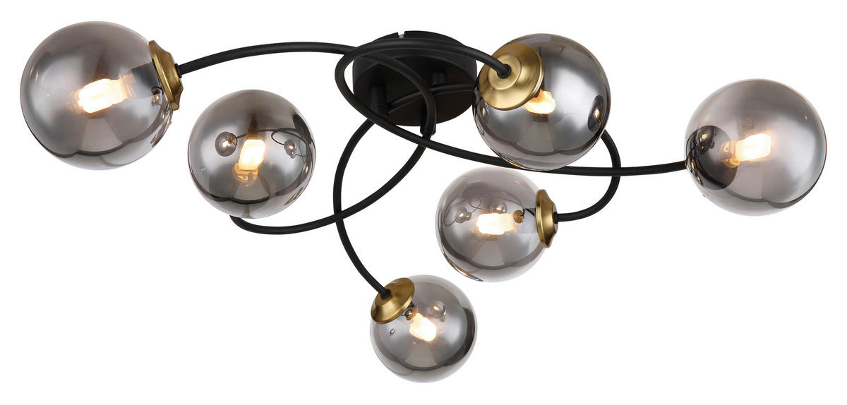 TAKLAMPA JORGE 52/45/17,5 cm  - mässingsfärgad/grå, Design, metall/glas (52/45/17,5cm) - Globo