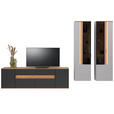 WOHNWAND  in Anthrazit, Grau, Eichefarben   - Eichefarben/Anthrazit, Design, Glas/Holz (297cm) - Dieter Knoll