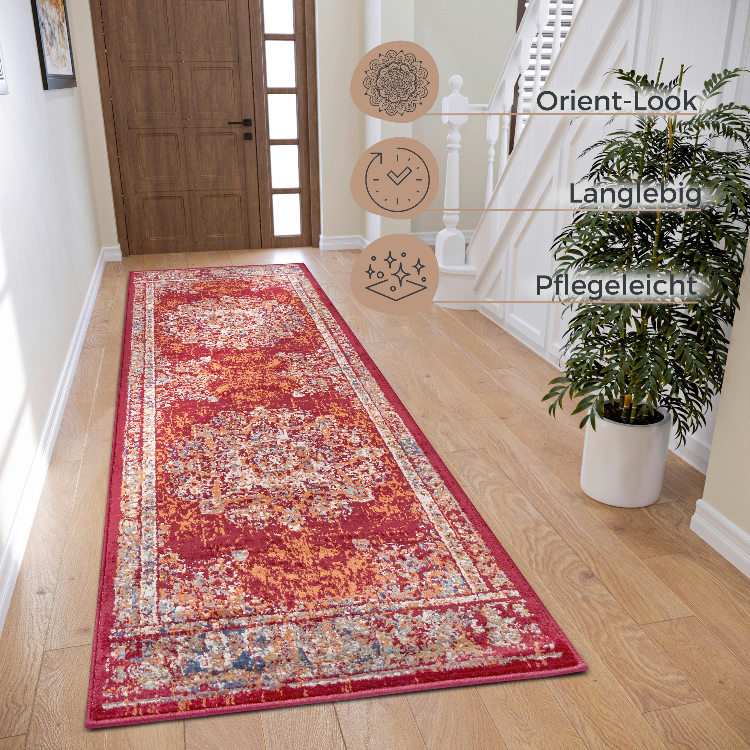 LÄUFER 80/240 cm Luxor  - Rot/Multicolor, Design, Kunststoff/Textil (80/240cm)