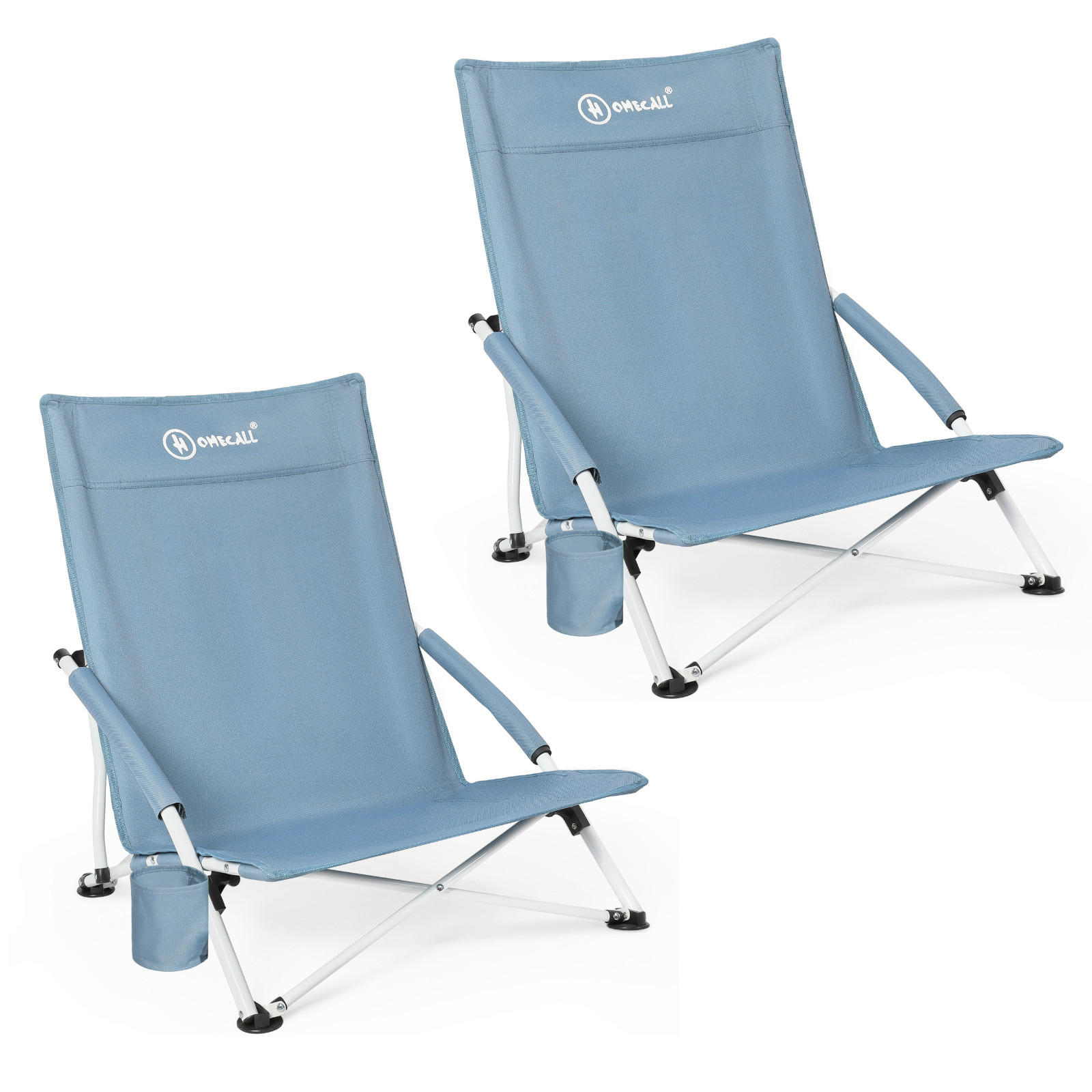 STRANDSTUHL-SET Stahl Blau  - Blau, Basics, Textil/Metall (55/60/65cm) - Modante