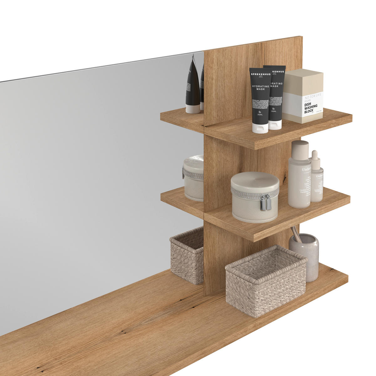 BADEZIMMERSPIEGEL 135/70/20 cm  - Eichefarben/Anthrazit, MODERN, Glas/Holzwerkstoff (135/70/20cm) - MID.YOU