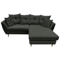 ECKSOFA Dunkelgrün Feincord  - Dunkelgrün/Buchefarben, KONVENTIONELL, Holz/Textil (211/154cm) - Carryhome