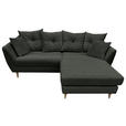 ECKSOFA Dunkelgrün Feincord  - Dunkelgrün/Buchefarben, KONVENTIONELL, Holz/Textil (211/154cm) - Carryhome