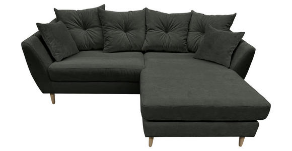 ECKSOFA Dunkelgrün Feincord - Dunkelgrün/Buchefarben, KONVENTIONELL, Holz/Textil (211/154cm) - Carryhome