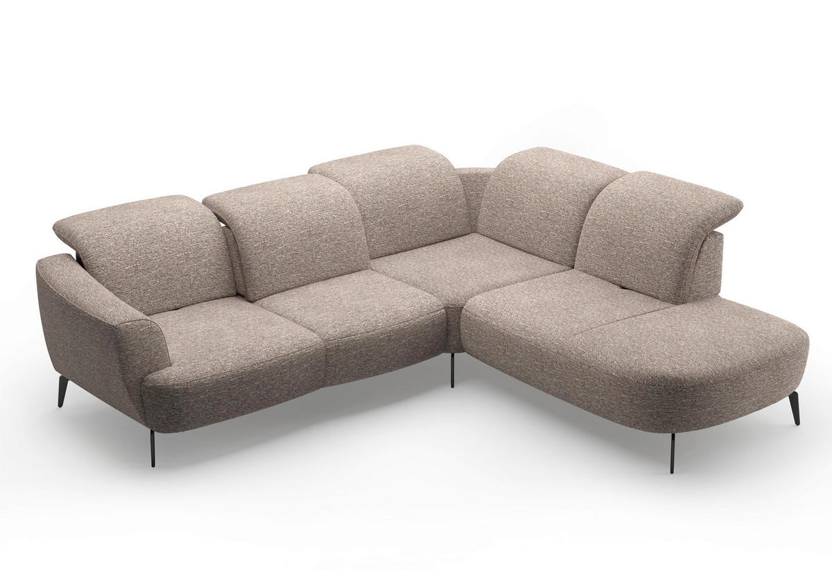 ECKSOFA in Chenille Cappuccino  300/267 cm  - Schwarz/Cappuccino, KONVENTIONELL, Textil/Metall (300/267cm) - Sit & More