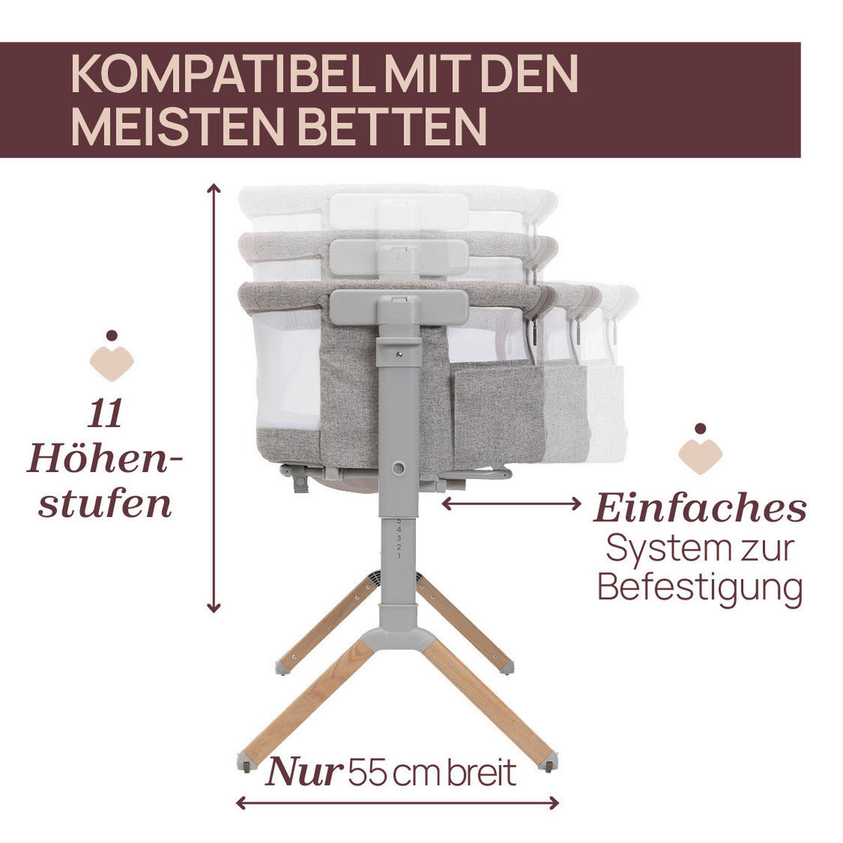 BEISTELLBETT Next2Me Armonia  - Hellgrau, Basics, Textil/Metall (99/69/83/55,5cm) - Chicco