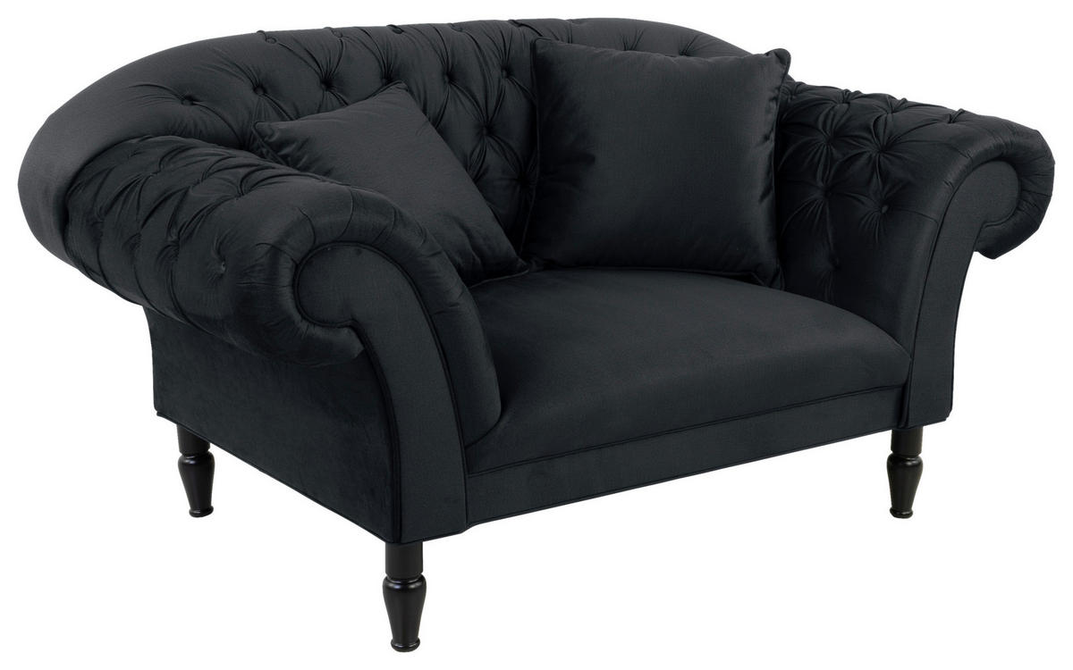 XXL-SESSEL in Velours Anthrazit  - Anthrazit/Schwarz, Design, Holz/Textil (180/94/103cm) - MID.YOU