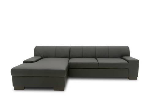 ECKSOFA Schwarz Lederlook  - Wengefarben/Schwarz, Design, Holz/Textil (153/268cm) - MID.YOU