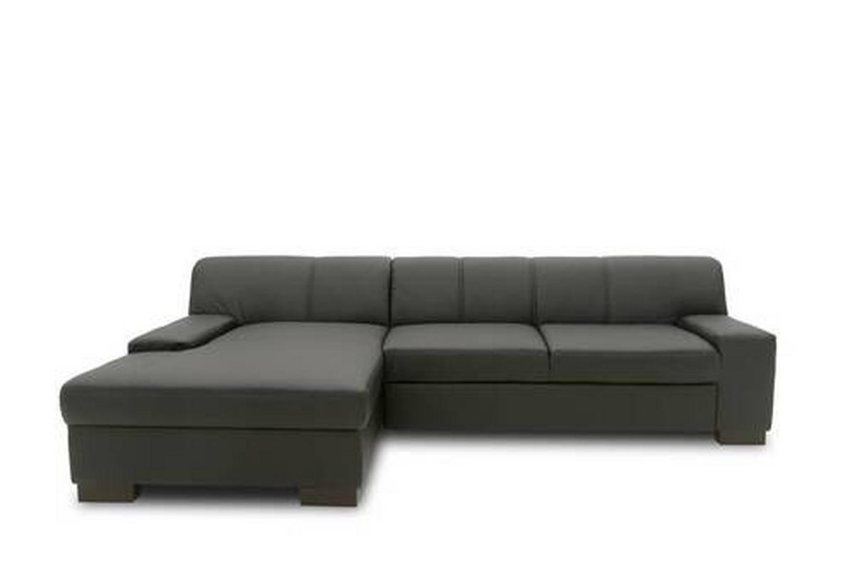 ECKSOFA in Lederlook Schwarz  153/268 cm  - Wengefarben/Schwarz, Design, Holz/Textil (153/268cm) - MID.YOU