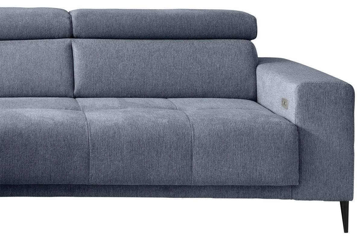 ECKSOFA Chenille Hellblau  - Schwarz/Hellblau, Konventionell, Textil/Metall (225/305cm) - Livetastic