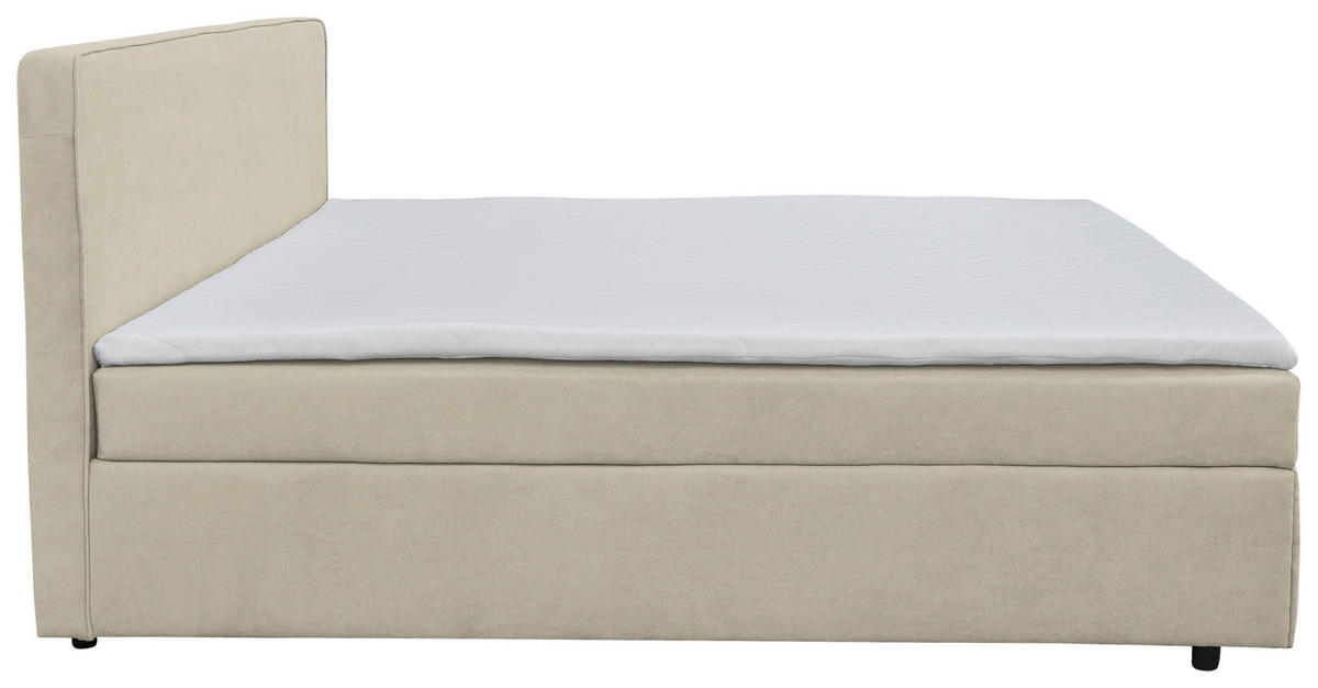 Pat Tip Boxspring Fără Arcuri, 180/200 cm, bej - bej/culoare natur, Modern, plastic/lemn (180/200cm) - MID.YOU
