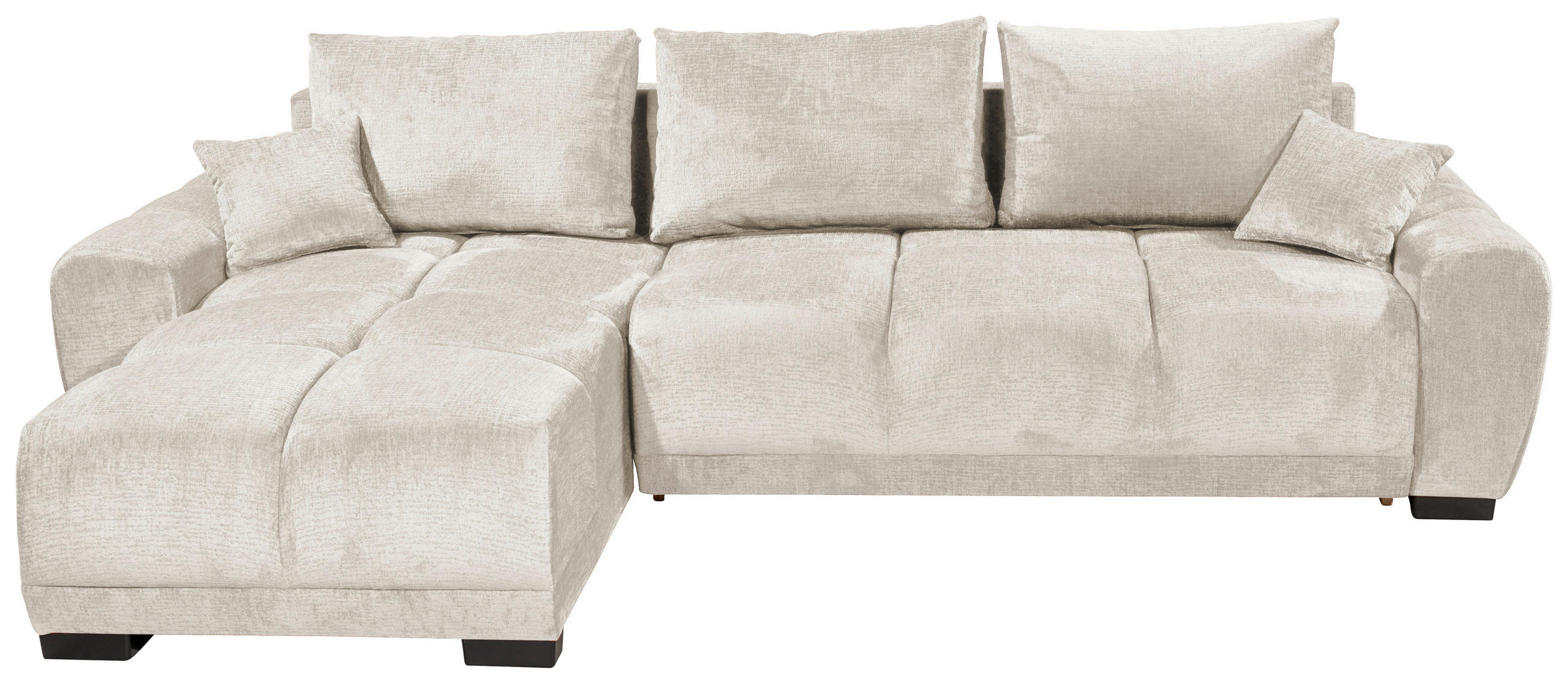 HÖRNBÄDDSOFFA 3-sits i chenille elfenbensfärgad  - svart/elfenbensfärgad, Basics, textil/plast (294/183cm) - Livetastic