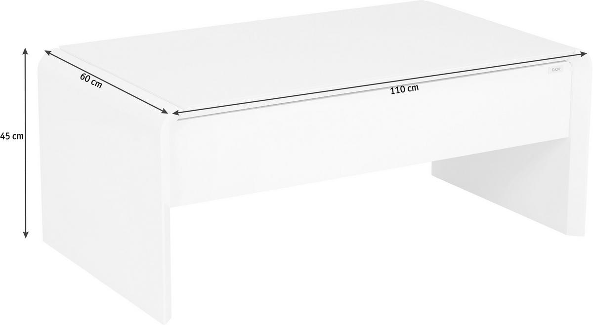 KLUB STOLIĆ bijela  staklo, drvni materijal  - bijela, Design, staklo/drvni materijal (110/60/45-71cm) - Xora