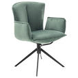 ARMLEHNSTUHL  , Stoffauswahl, Typenauswahl, Wippfunktion, Sitzfläche 360° drehbar  , Velours  ,  - Pastellgrün/Schwarz, Design, Textil/Metall (62/88/62cm) - Novel