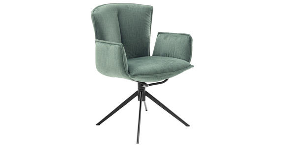 ARMLEHNSTUHL  , Stoffauswahl, Typenauswahl, Wippfunktion, Sitzfläche 360° drehbar  , Velours  ,  - Pastellgrün/Schwarz, Design, Textil/Metall (62/88/62cm) - Novel