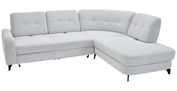 ECKSOFA in Webstoff Hellgrau 280/236 cm - Hellgrau/Schwarz, MODERN, Textil/Metall (280/236cm) - Valnatura