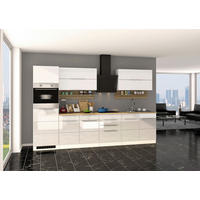 KÜCHENLEERBLOCK 320 cm   in Weiß, Sonoma Eiche, Weiß Hochglanz  - Weiß Hochglanz/Alufarben, MODERN, Holzwerkstoff/Metall (320cm) - Held