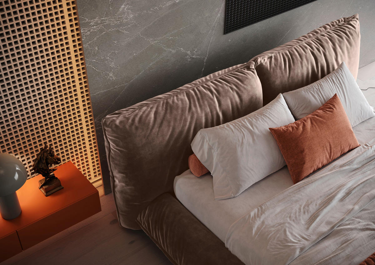 POLSTERBETT 160/200 cm,  in Braun,  - Schwarz/Braun, Design, Textil/Metall (160/200cm) - Belluti