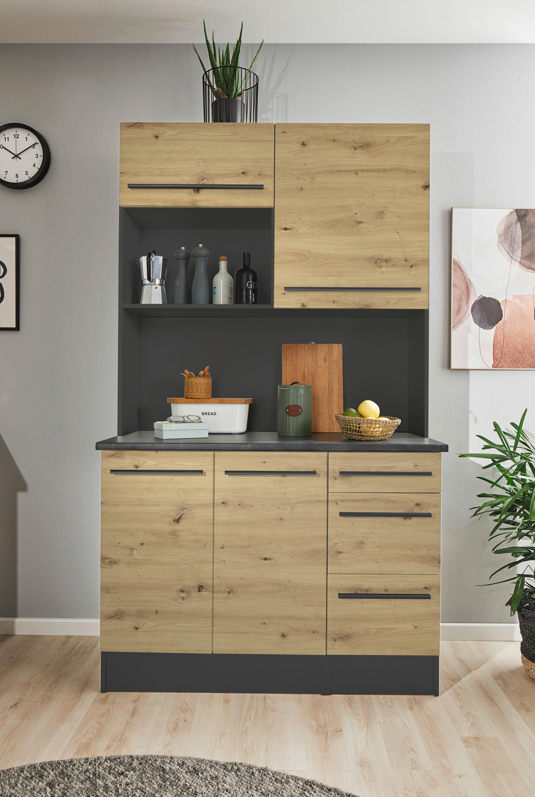 BIFE antracit, hrast Artisan - bijela/hrast Artisan, Lifestyle, drvni materijal/plastika (120/211/60cm) - MID.YOU