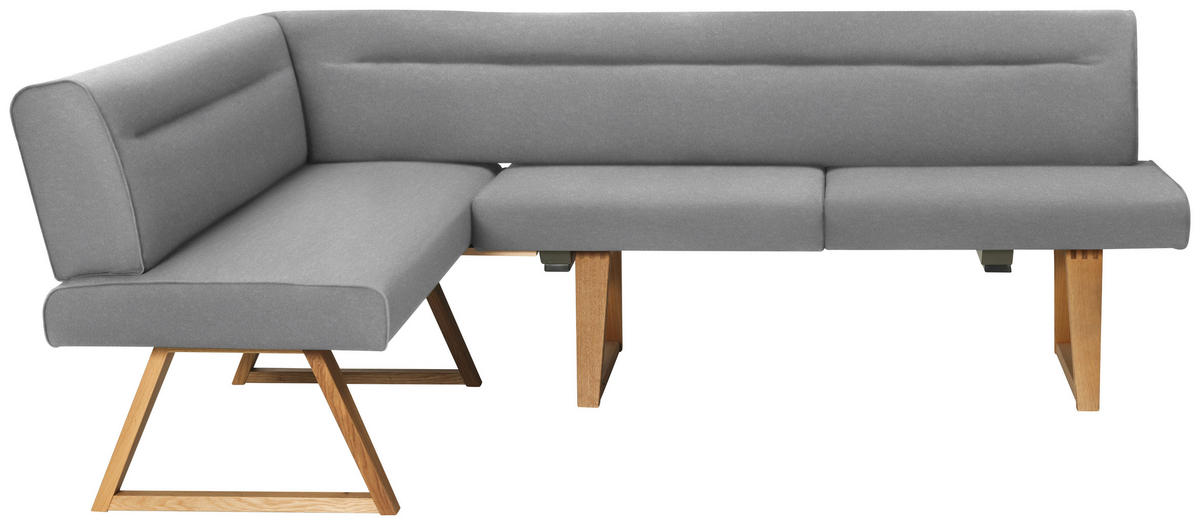 ECKBANK 170/230 cm Mikrofaser, Lederlook (vegan) Eichefarben, Hellgrau Wildeiche massiv   - Eichefarben/Hellgrau, KONVENTIONELL, Holz/Textil (170/230cm) - Moderano