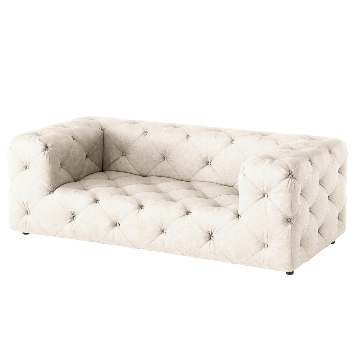 2-SITZER-SOFA Fresco Mikrofaser Creme  - Creme/Schwarz, Design, Kunststoff/Textil (193/71/100cm) - P & B