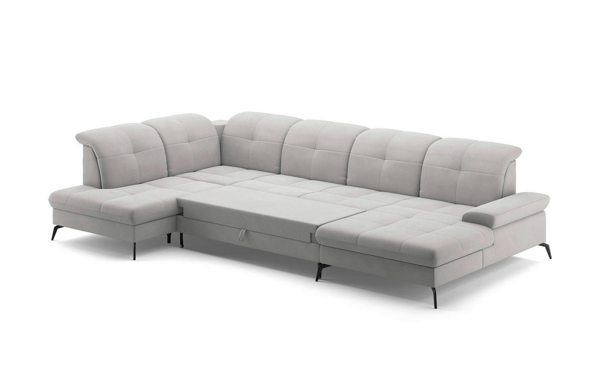 WOHNLANDSCHAFT in Flachgewebe Silberfarben  - Silberfarben/Schwarz, Konventionell, Textil/Metall (231/357/185cm) - Sit & More