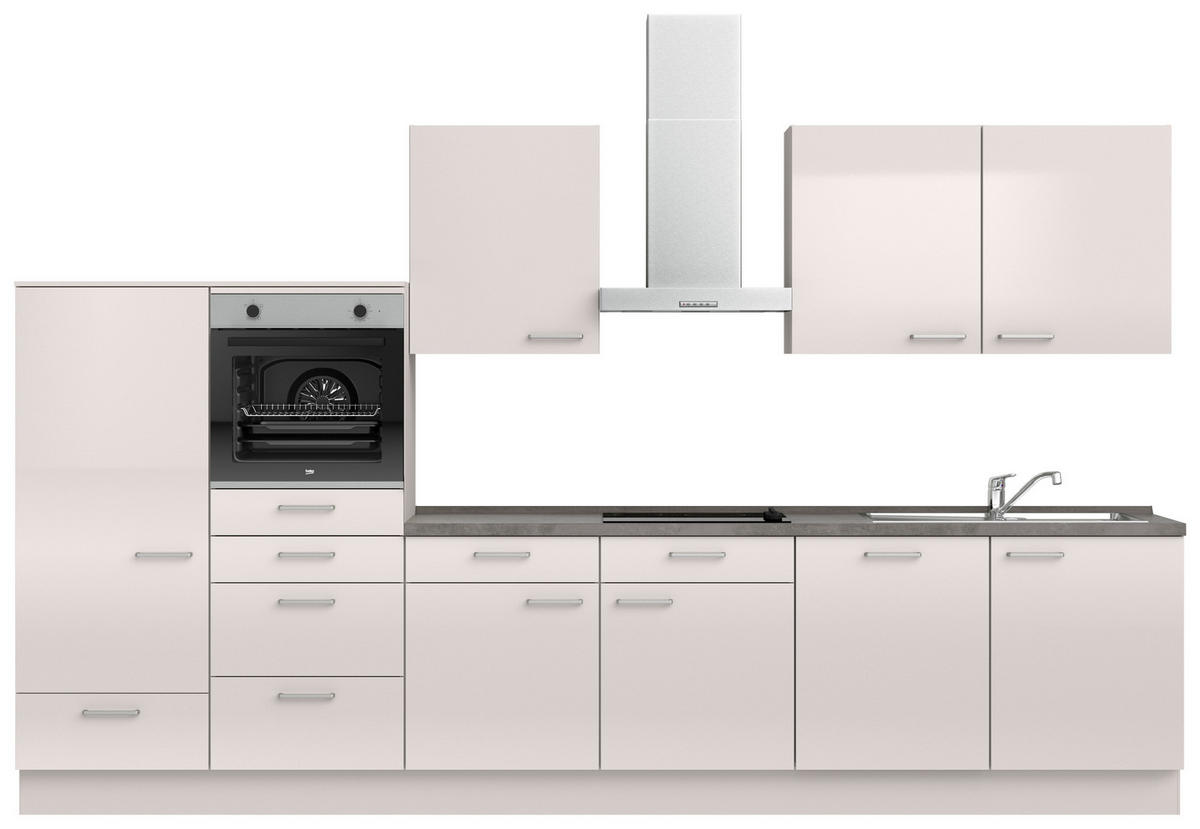 KÜCHENLEERBLOCK 360 cm   in Schieferfarben, Hellgrau  - Schieferfarben/Edelstahlfarben, MODERN, Holzwerkstoff/Metall (360cm) - Nobilia