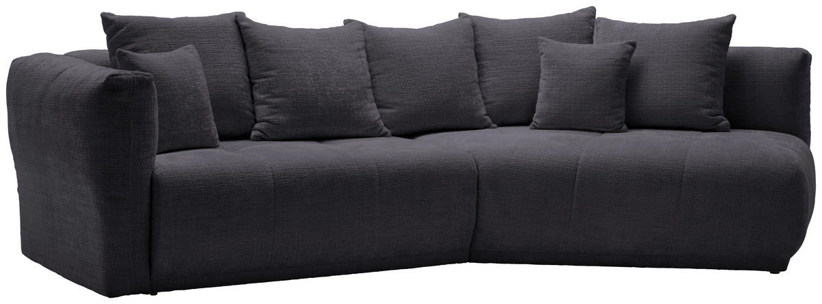 ECKSOFA in Chenille Dunkelgrau  - Dunkelgrau/Schwarz, Modern, Kunststoff/Textil (315/180cm) - Hom`in
