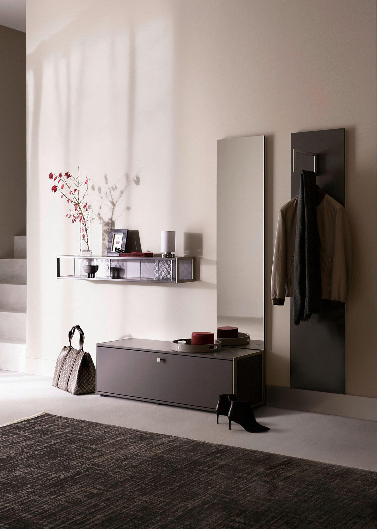GARDEROBE  in 240/195/43 cm  - Schieferfarben/Silberfarben, Design, Holzwerkstoff/Metall (240/195/43cm) - Joop!