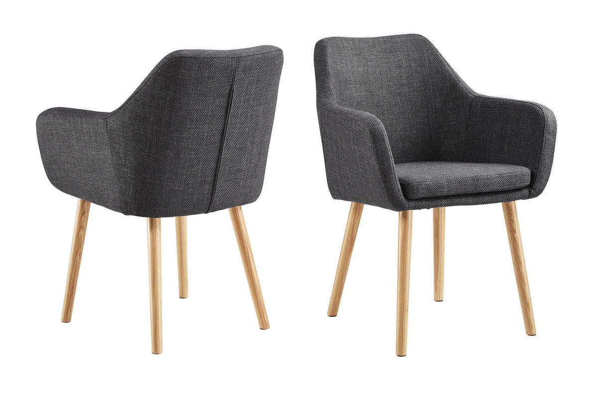 ARMLEHNSTUHL  in Struktur  - Dunkelgrau/Naturfarben, MODERN, Holz/Textil (62/84/60cm) - Livetastic
