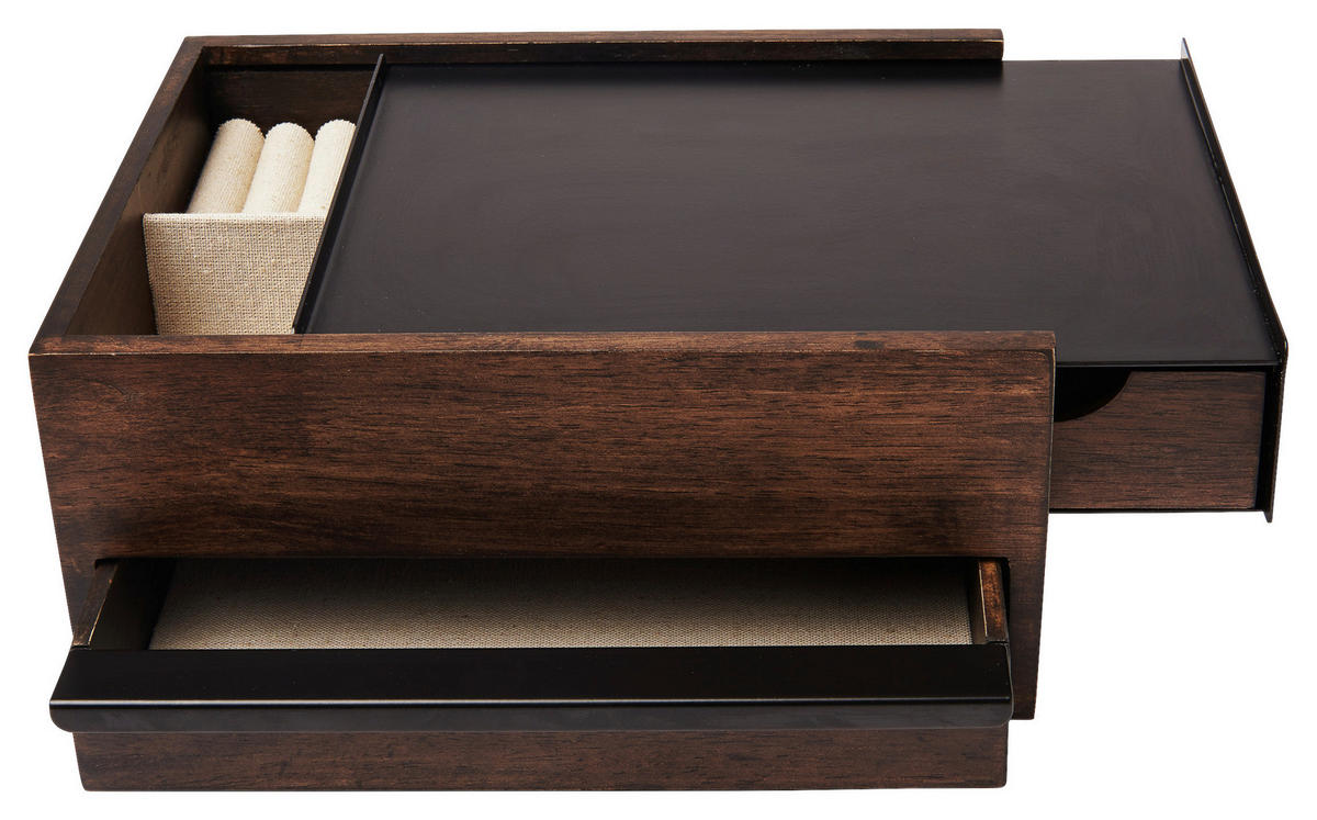 SCHMUCKBOX - Walnussfarben/Schwarz, Design, Holz/Metall (22,1/11,9/25,9cm) - Umbra
