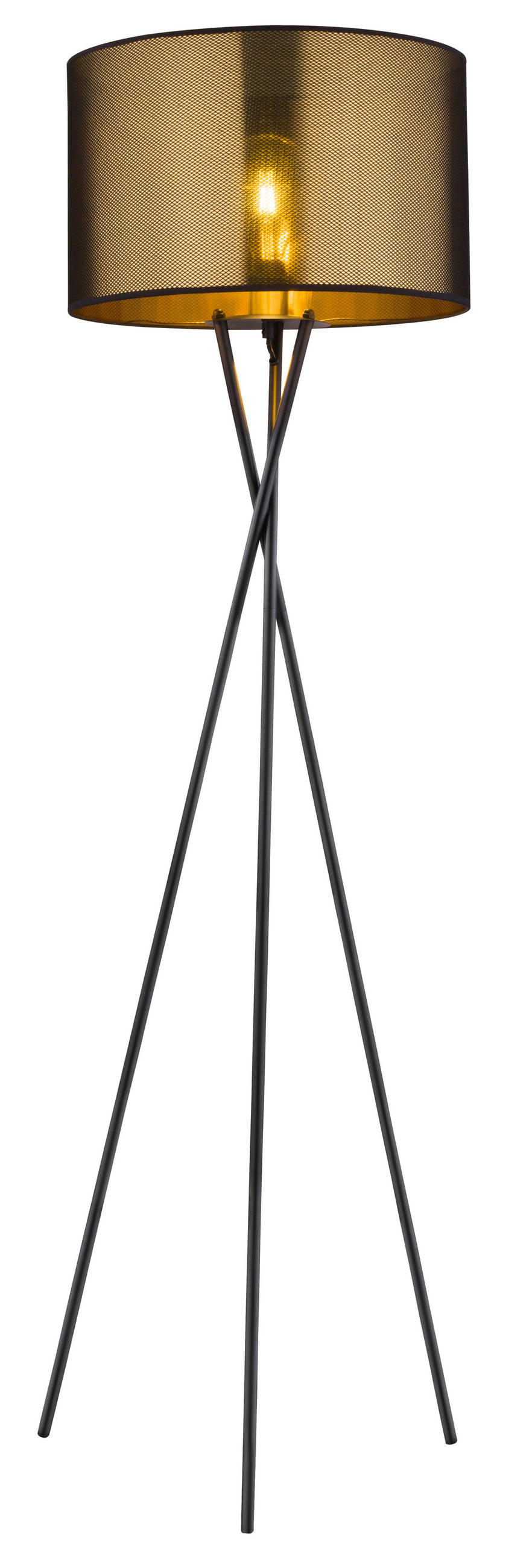 STEHLEUCHTE - Goldfarben/Schwarz, Design, Kunststoff/Textil (48,5/159cm) - Globo