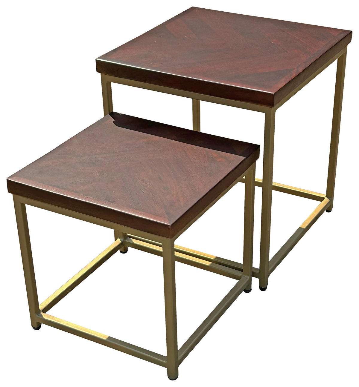 BEISTELLTISCHSET in Holz, Metall  - Goldfarben/Walnussfarben, Design, Holz/Metall (36/31/40/30/36/31cm) - MID.YOU