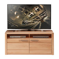 KOMODA POD TELEVIZI, jádrový buk, jádrový buk, 131/58/45 cm - jádrový buk/barvy nerez oceli, Natur, kov/dřevo (131/58/45cm) - Carryhome