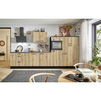 KÜCHENBLOCK PN 100 360 cm  in Graphitfarben, Eichefarben  - Eichefarben/Schwarz, Design, Holzwerkstoff/Metall (360cm) - Pino
