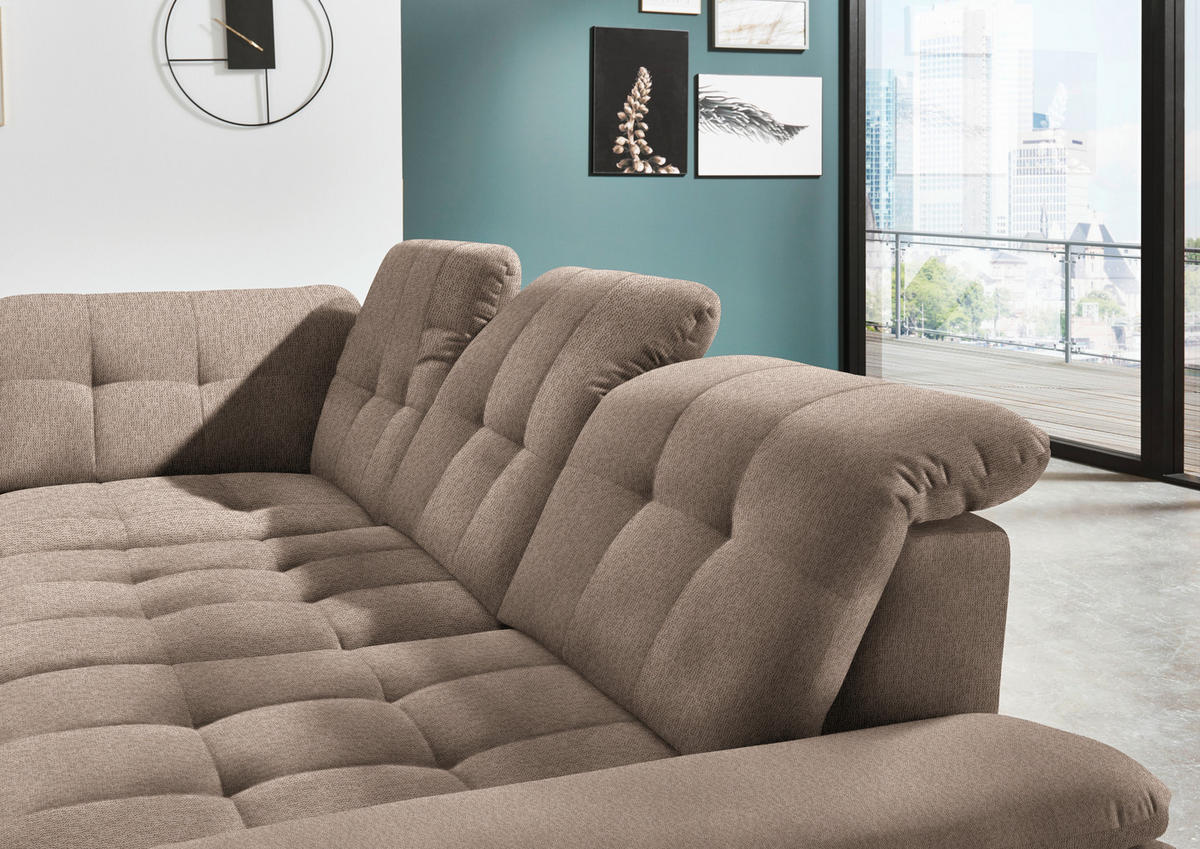 ECKSOFA in Chenille Hellbraun  - Chromfarben/Hellbraun, Design, Textil/Metall (260/310cm) - Beldomo Speed