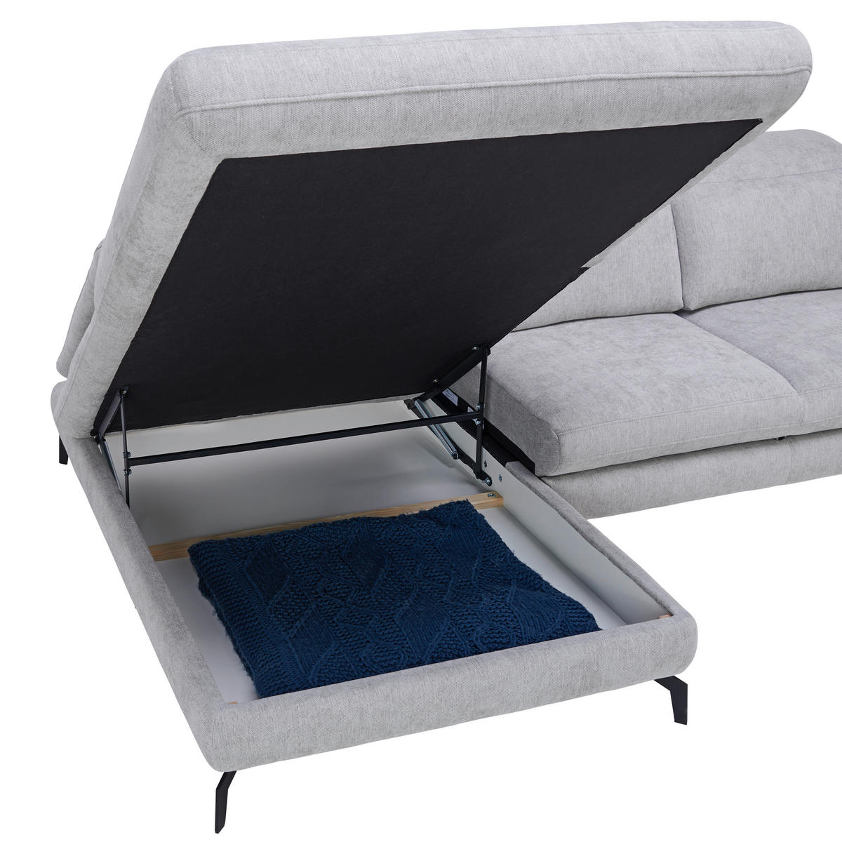 HÖRNSOFFA i velour ljusgrå  - ljusgrå/svart, Design, metall/textil (184/288cm) - Best Price