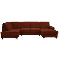 WOHNLANDSCHAFT in Flachgewebe Rostfarben  - Rostfarben/Schwarz, Konventionell, Textil/Metall (185/317/167cm) - Stylife