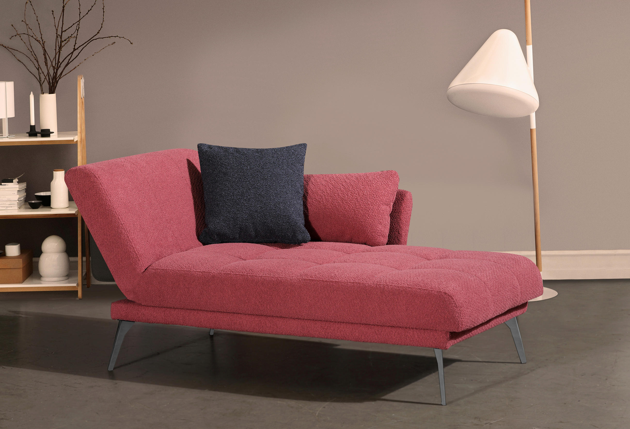 RÉCAMIERE Rosa  - Chromfarben/Rosa, KONVENTIONELL, Textil/Metall (200/85/106cm) - Novel