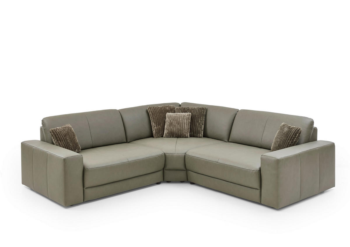 ECKSOFA Niels Andersson Olivgrün Echtleder  - Schwarz/Olivgrün, Design, Leder/Kunststoff (285/285cm) - Niels Andersson