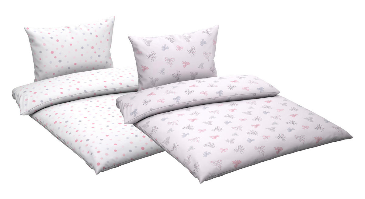 BABYBETTWÄSCHE Webstoff 100/135 cm  - Pink/Weiß, Basics, Textil (100/135cm) - Patinio
